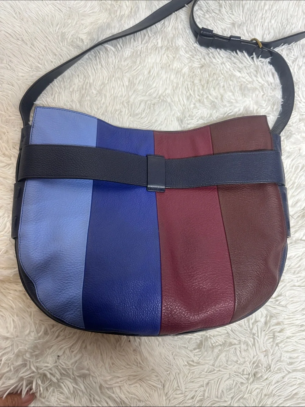 TORY BURCH Gemini Link Striped Multi Belted Hobo Cross Body Bag